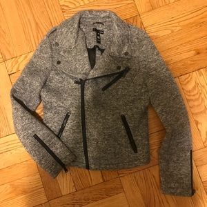 Aqua Grey/Black Knit Motor Jacket